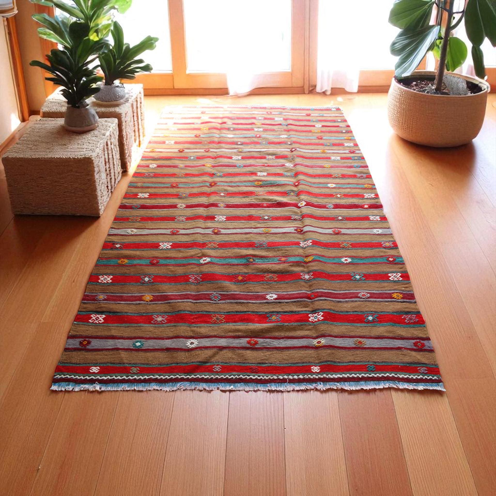 Turkish Rugs, "Kilim Style Wool" from the heart of Anatolia, Cappadocia, 167cm x 252cm
