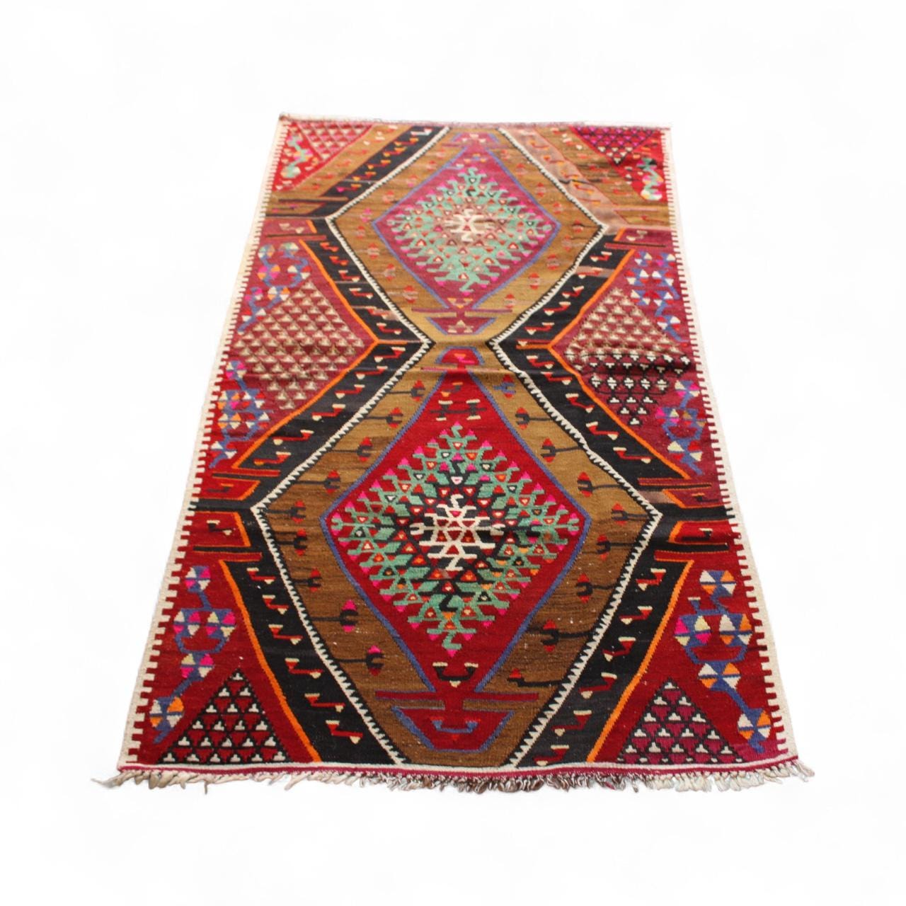 Authentic Turkish Kilim Style | Tribal Boho Area Rug | Handwoven Wool Decor, 95cm x 165cm
