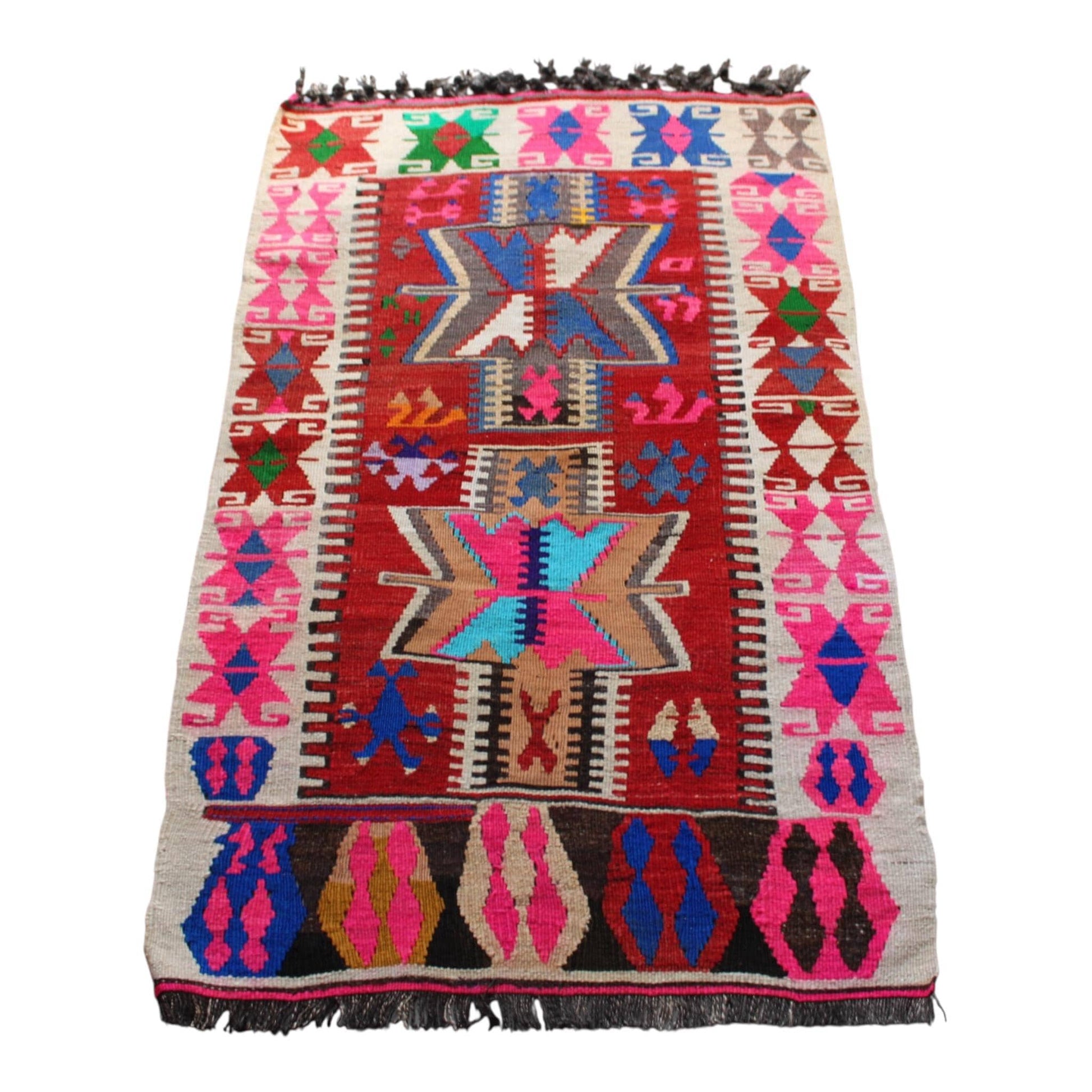 Turkish Rugs, "Kilim Style Wool" from the heart of Anatolia, Cappadocia, 80cm x 127cm