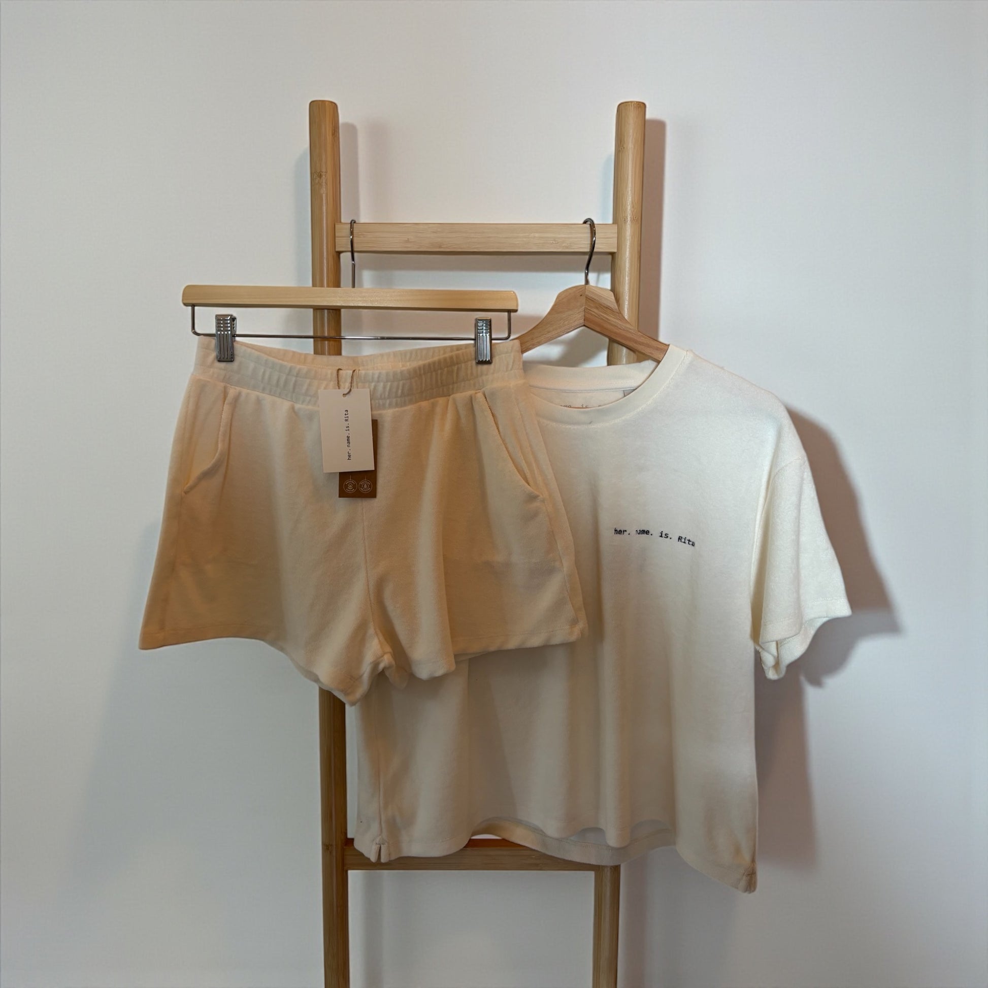 Beige Textured T-Shirt – Minimalist Short Sleeve Top, Relaxed Fit Cotton Tee, Neutral Everyday Basic