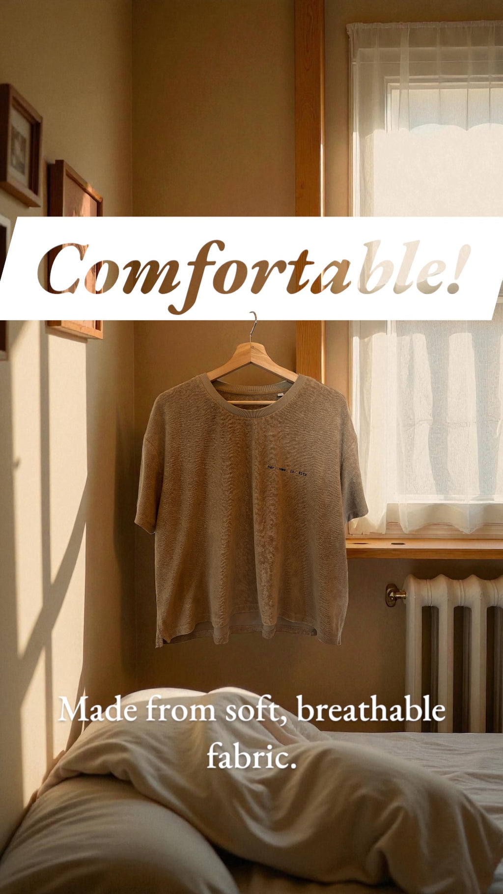 Towel Effect Brown T-Shirt – Minimalist Unisex Tee, Relaxed Fit Cotton Top, Neutral Everyday Basic