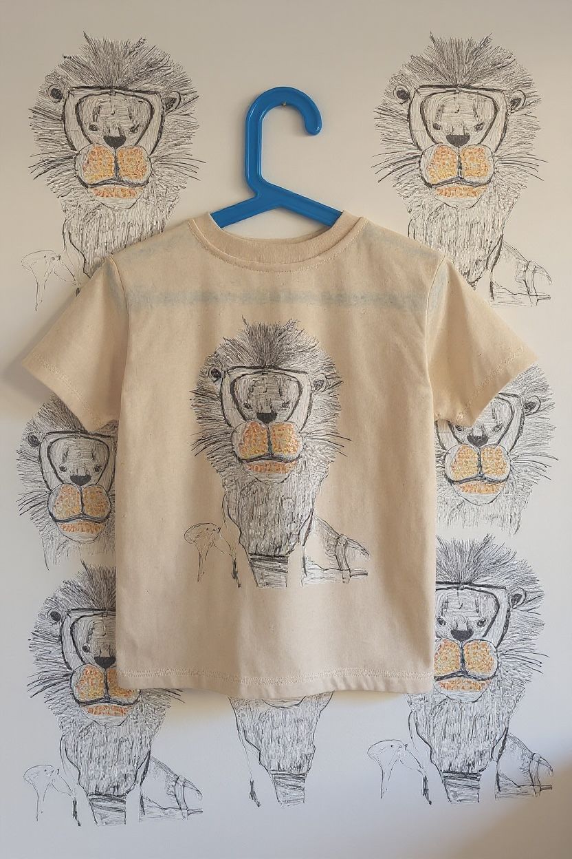 Sam’s Lion Junior – Hand-Drawn Lion Kids T-Shirt | Organic Cotton | Unique Art Tee