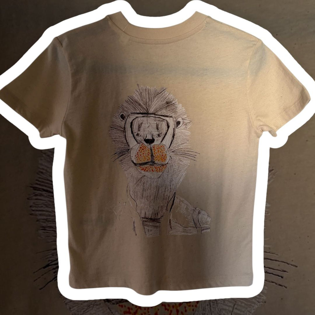 Sam’s Lion Junior – Hand-Drawn Lion Kids T-Shirt | Organic Cotton | Unique Art Tee