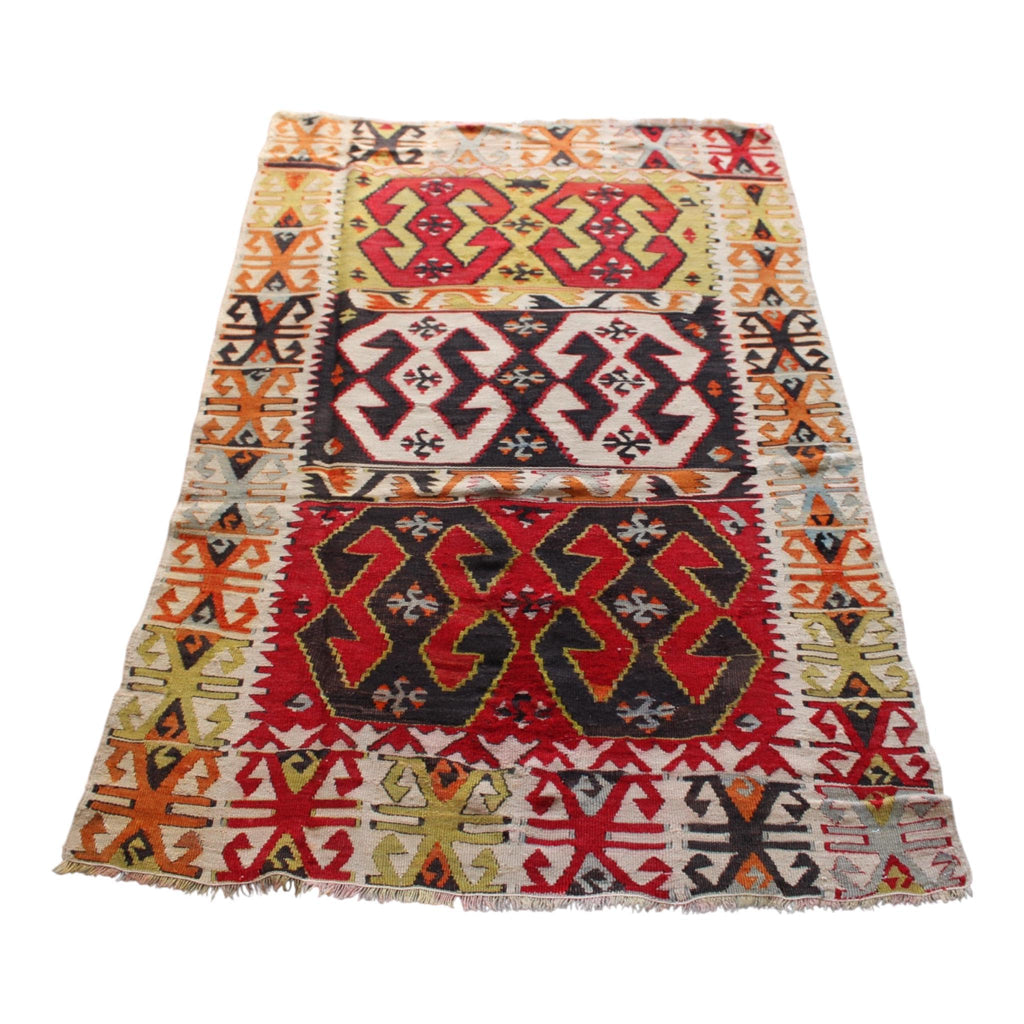 Turkish Rugs, "Kilim Style Wool" from the heart of Anatolia, Cappadocia, 94cm x 134cm