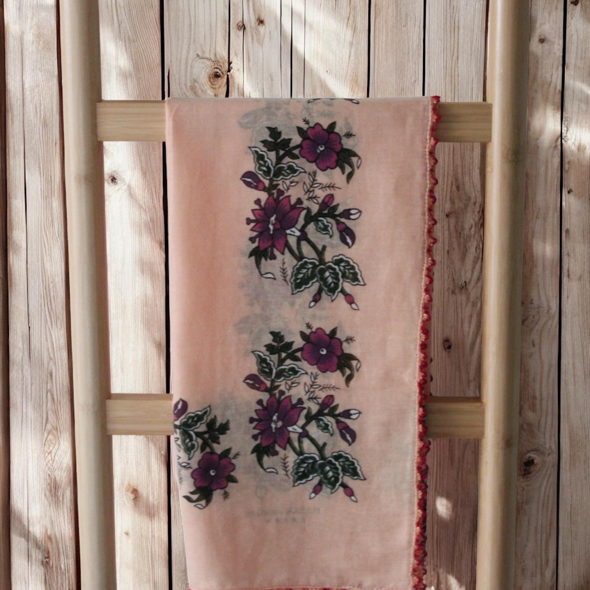 Handmade Turkish Scarf: Floral Embroidered Oya Lace Chiffon Shawl