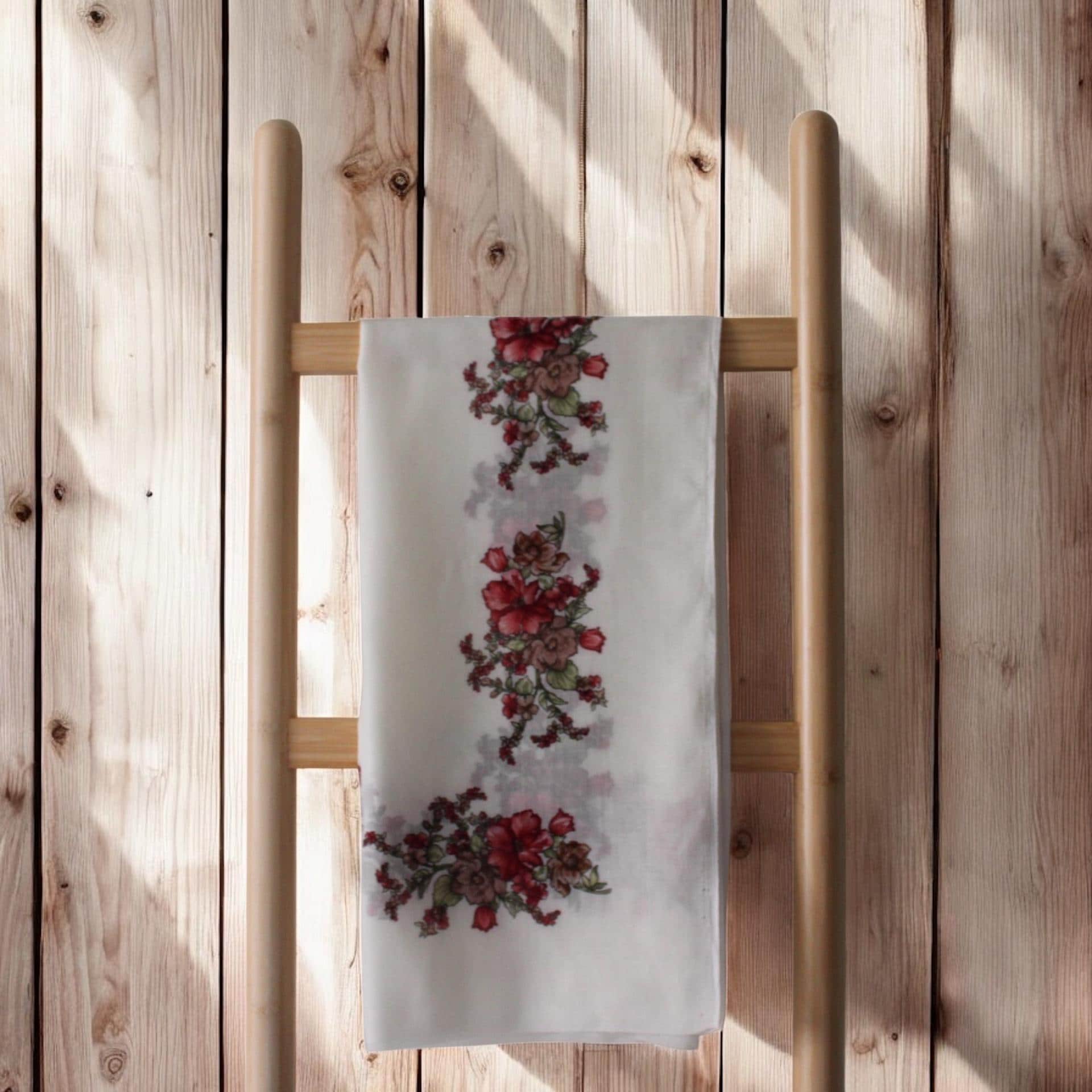 Handmade Turkish Scarf: Floral Embroidered Oya Lace Chiffon Shawl