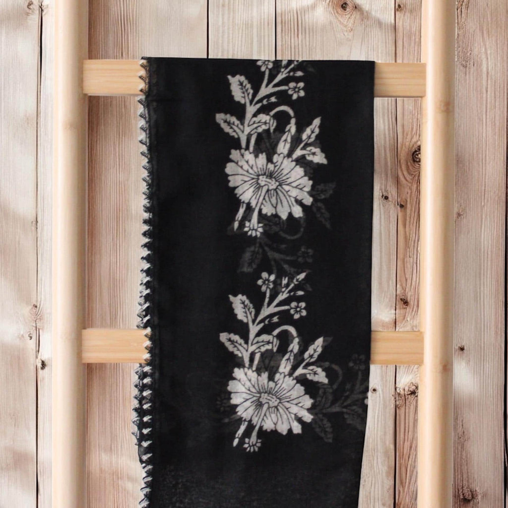 Handmade Turkish Scarf: Floral Embroidered Oya Lace Chiffon Shawl