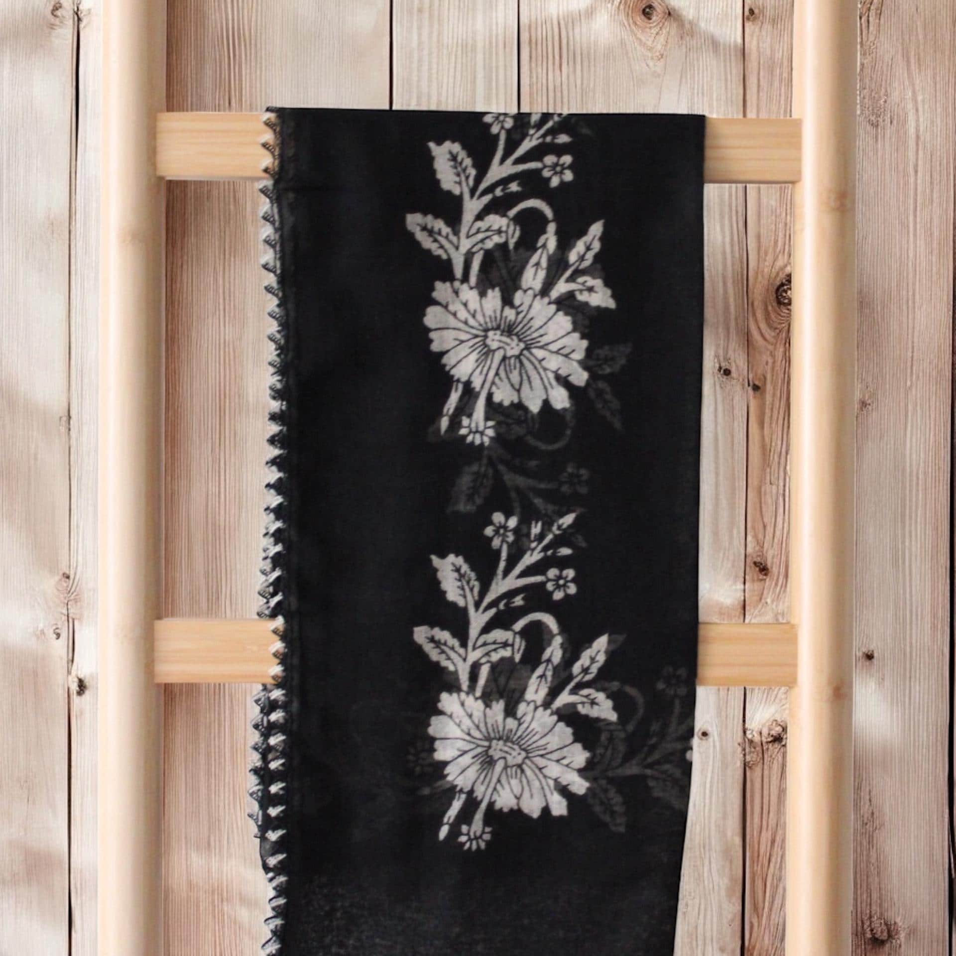 Handmade Turkish Scarf: Floral Embroidered Oya Lace Chiffon Shawl