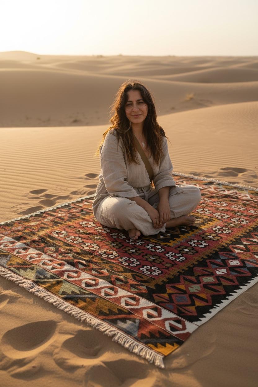 Turkish Rugs, "Kilim Style" from the heart of Anatolia, Cappadocia, 98cm x 136cm