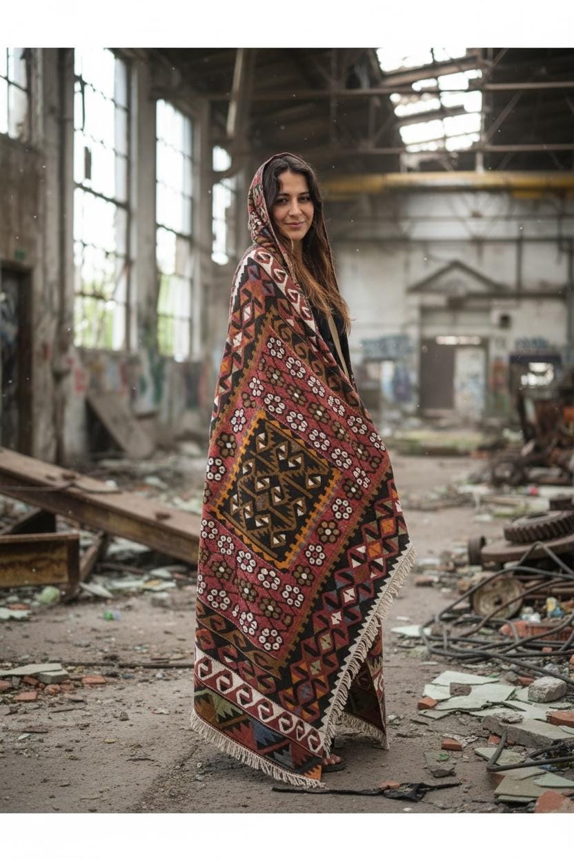 Turkish Rugs, "Kilim Style" from the heart of Anatolia, Cappadocia, 98cm x 136cm